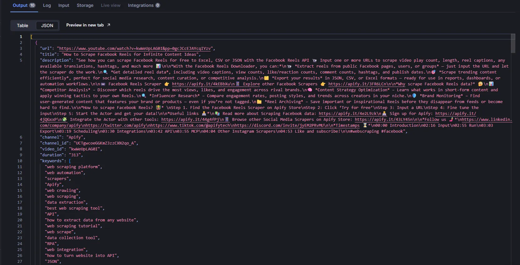 Dataset Results